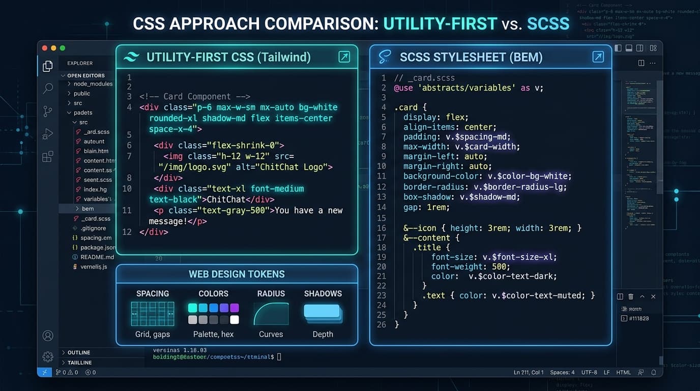 Tailwind CSS vs SCSS/Vanilla CSS: Ventajas e inconvenientes al escalar proyectos de gran tamaño