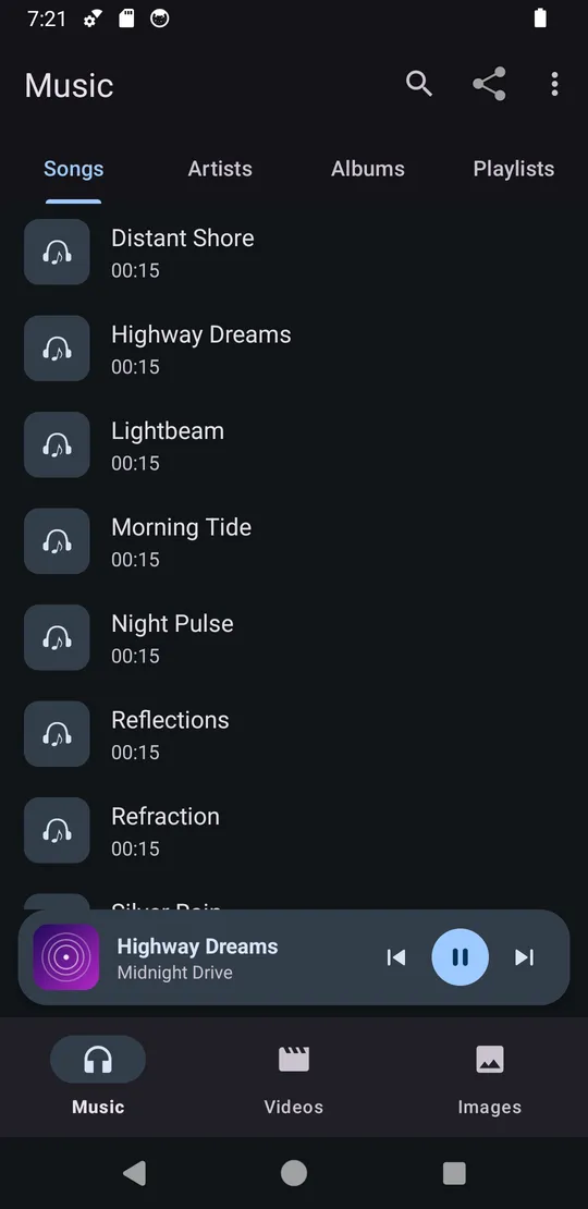 Mini player over the library